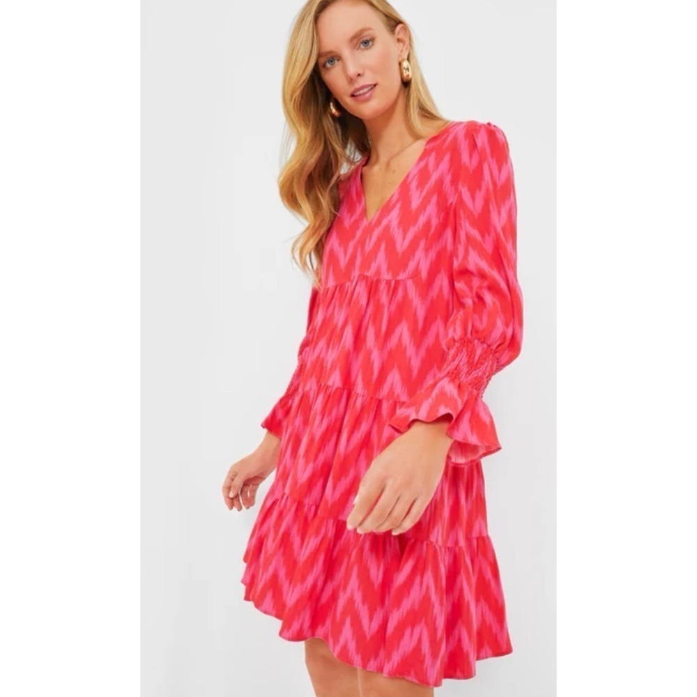 POMANDER PLACE Tuckernuck Hot Pink Ikat Kenzo Dress Size Large